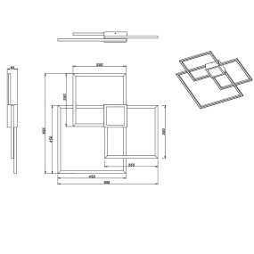 Hydra Trio Ligthing quadratische dimmbare LED-Deckenleuchte