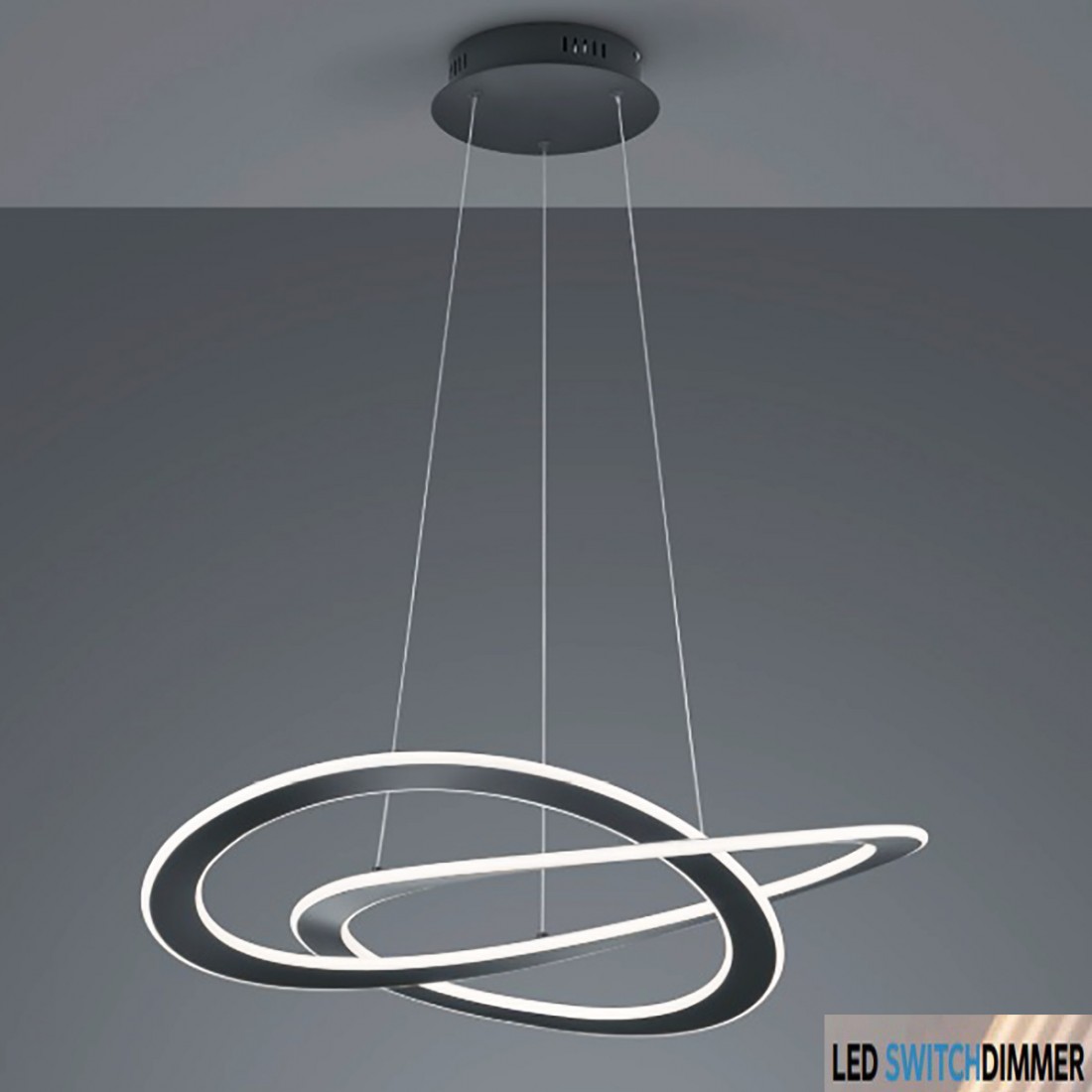 Oakland Trio Lighting Pendelleuchte LED warmes Licht dimmbar Nickel oder Anthrazit