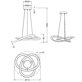 Oakland Trio Lighting Pendelleuchte LED warmes Licht dimmbar Nickel oder Anthrazit