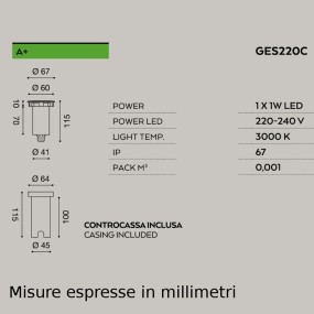 Faretto incasso acciaio Gea Led SHALLY IP67