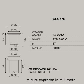 Faretto incasso GE-GES270 Gea Led