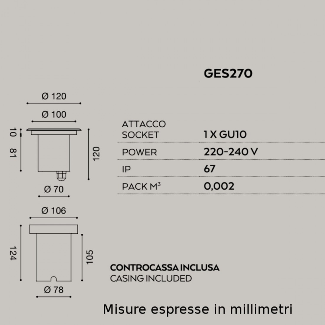 Faretto incasso GE-GES270 Gea Led