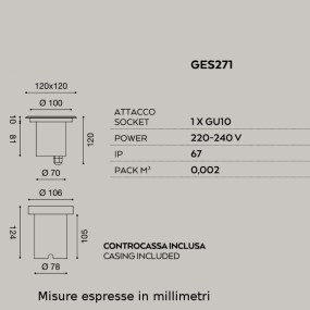 Gea Led EGOI GES271 Foco empotrable en acero