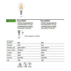 Confezione 10 Lampadine GE-GLA290 Gea Led