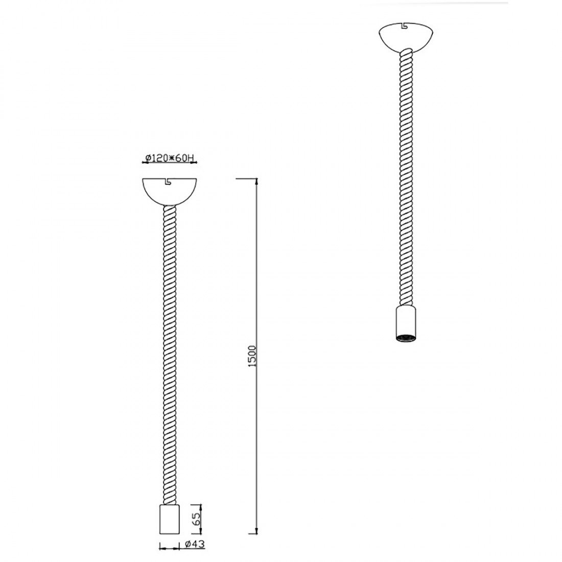 Rope Trio Lighting lámpara de cuerda 1 luz rústica vintage bombilla solamente