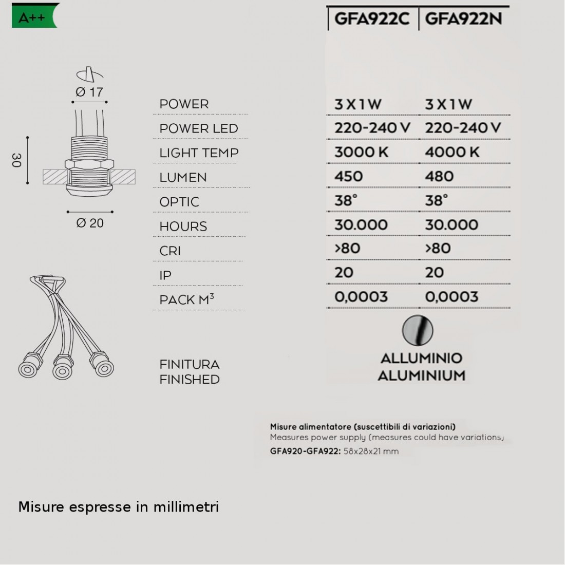 Faretto incasso GE-GFA922 Gea Led