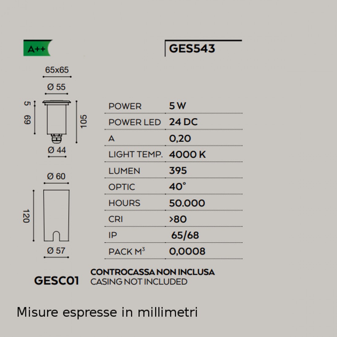 Faretto incasso GE-GES543 Gea Led