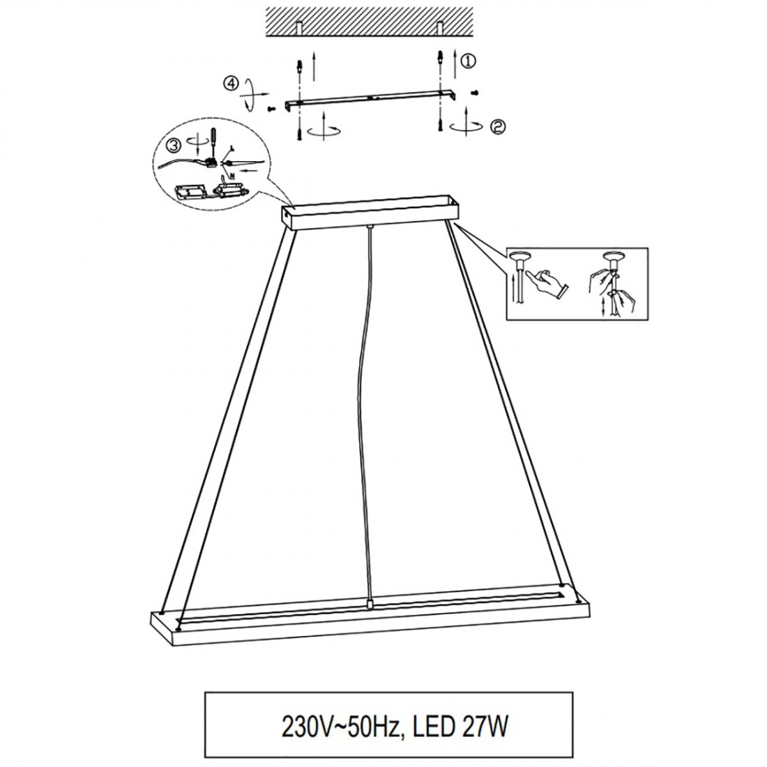 Lámpara de techo Brad LED 27w 3000k madera natural - Trio