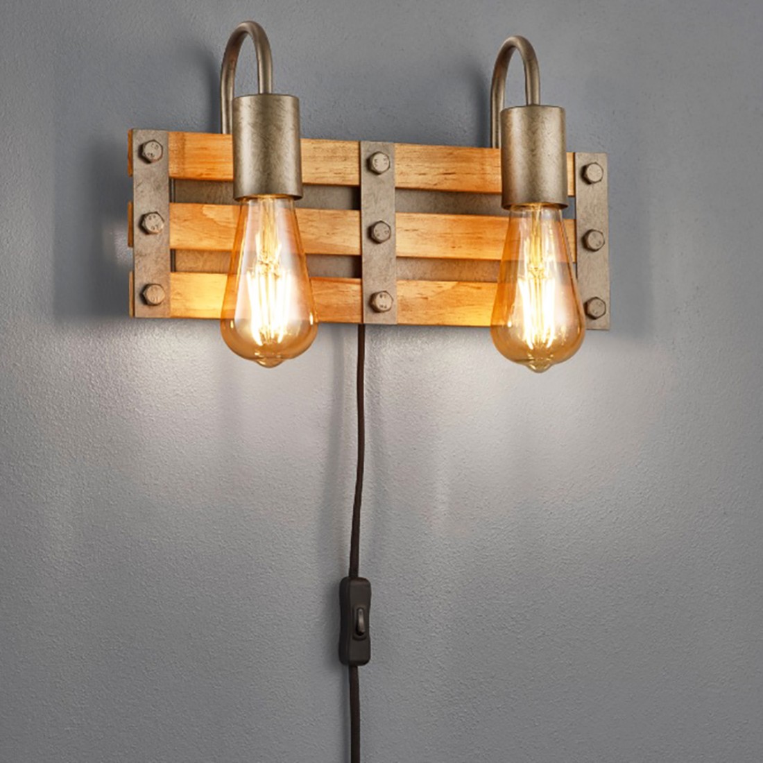 Trio Lighting Khan 205570267 cassetta legno vintage