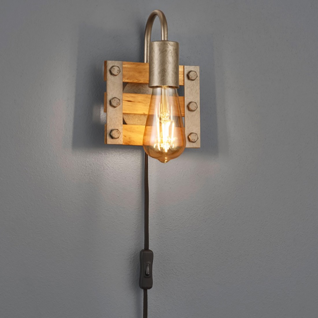 Trio Lighting Khan 205570167 cassetta legno vintage