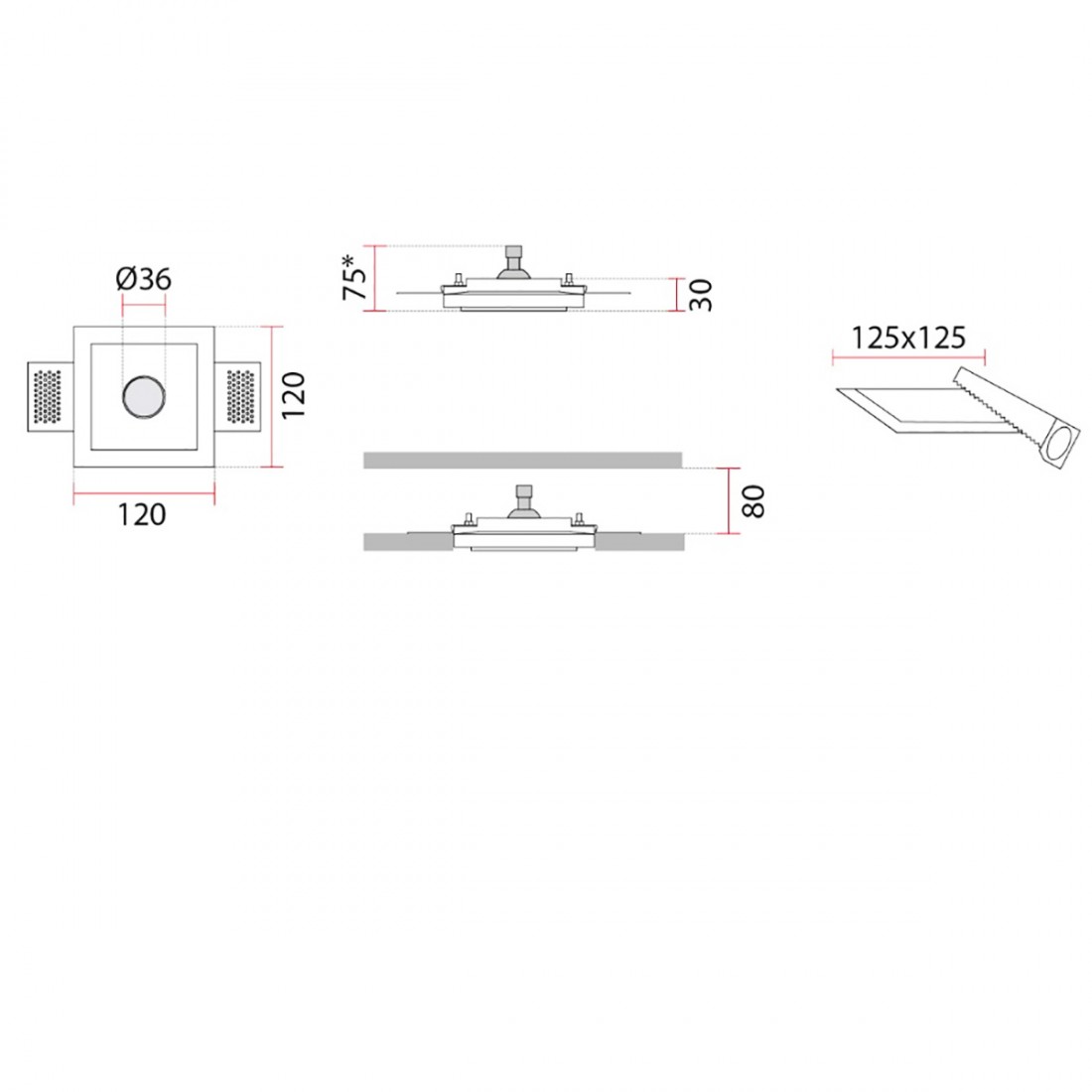 Strahler, Einbauputz 4281 Belfiore 9010 gu10 LED-Beleuchtung