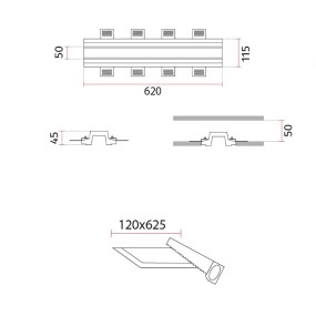 Lámpara empotrable de techo Belfiore 9010 ARROW BLIND 4192I 62CM