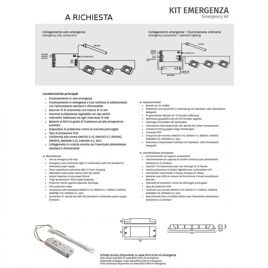 Applique gesso luce emergenza Belfiore 9010 2422B.3045