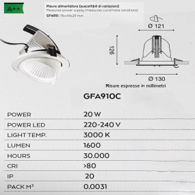 Foco empotrable Gea Led CHANDRA GFA910C GFA910N