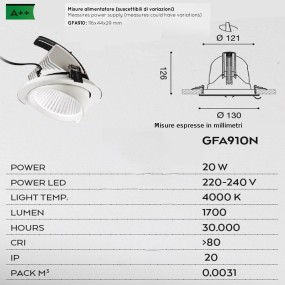 Faretto incasso Gea Led CHANDRA GFA910N