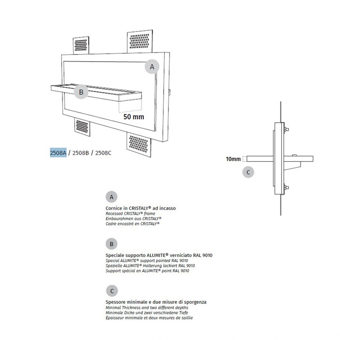 Belfiore 9010 ATIK 2508B 30135 LED-Wandeinbauleuchte