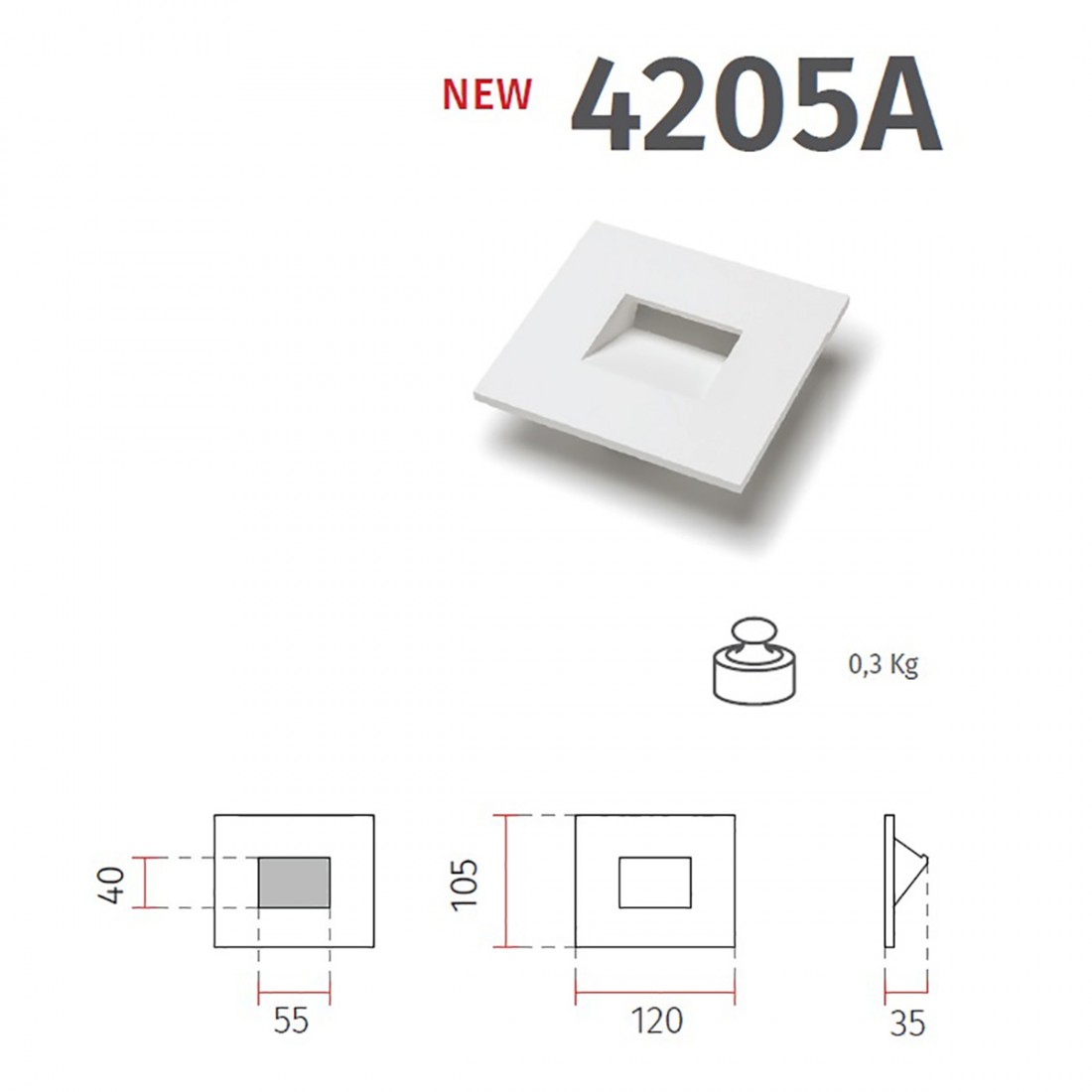 Belfiore 9010 AIDA 4205A 3004 Applique LED encastrable en plâtre