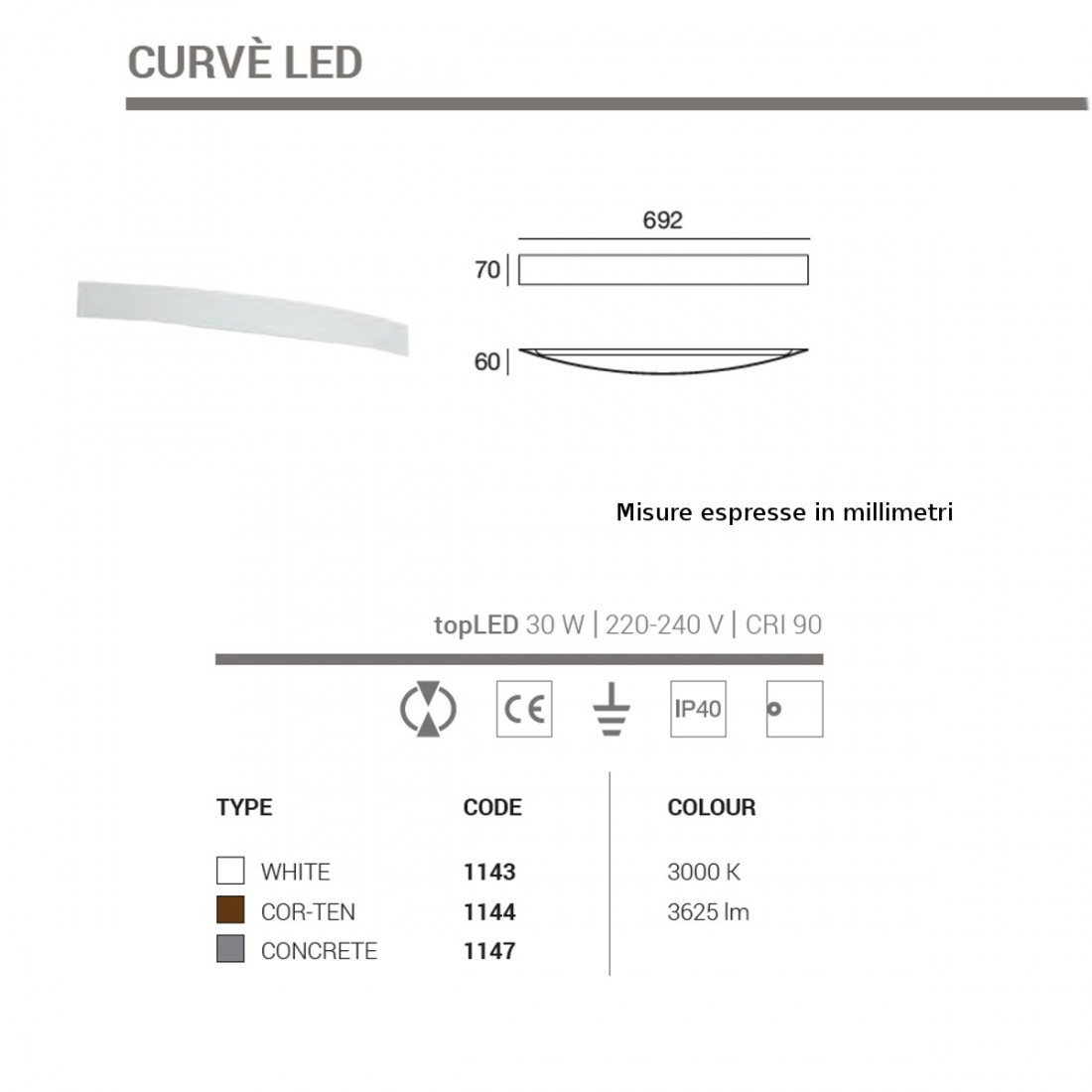 Applique CURVE LED 30W Linea Light Group