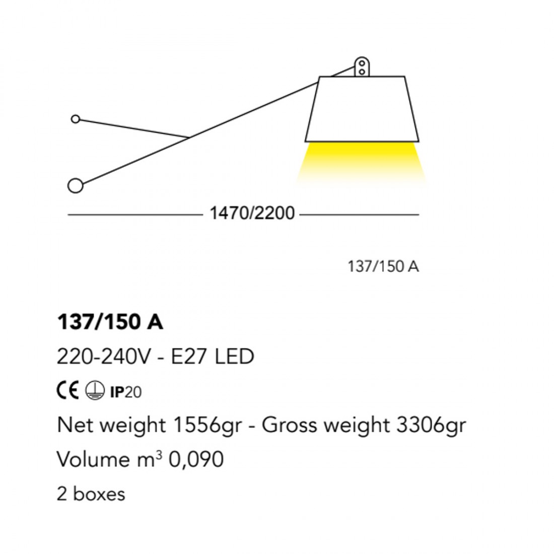 Applique murale moderne à led orientable 137 150A éclairage Cattaneo