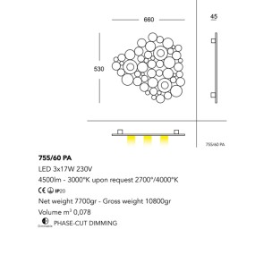 Plafonnier moderne Cattaneo éclairage BOLLE 755 60PA LED