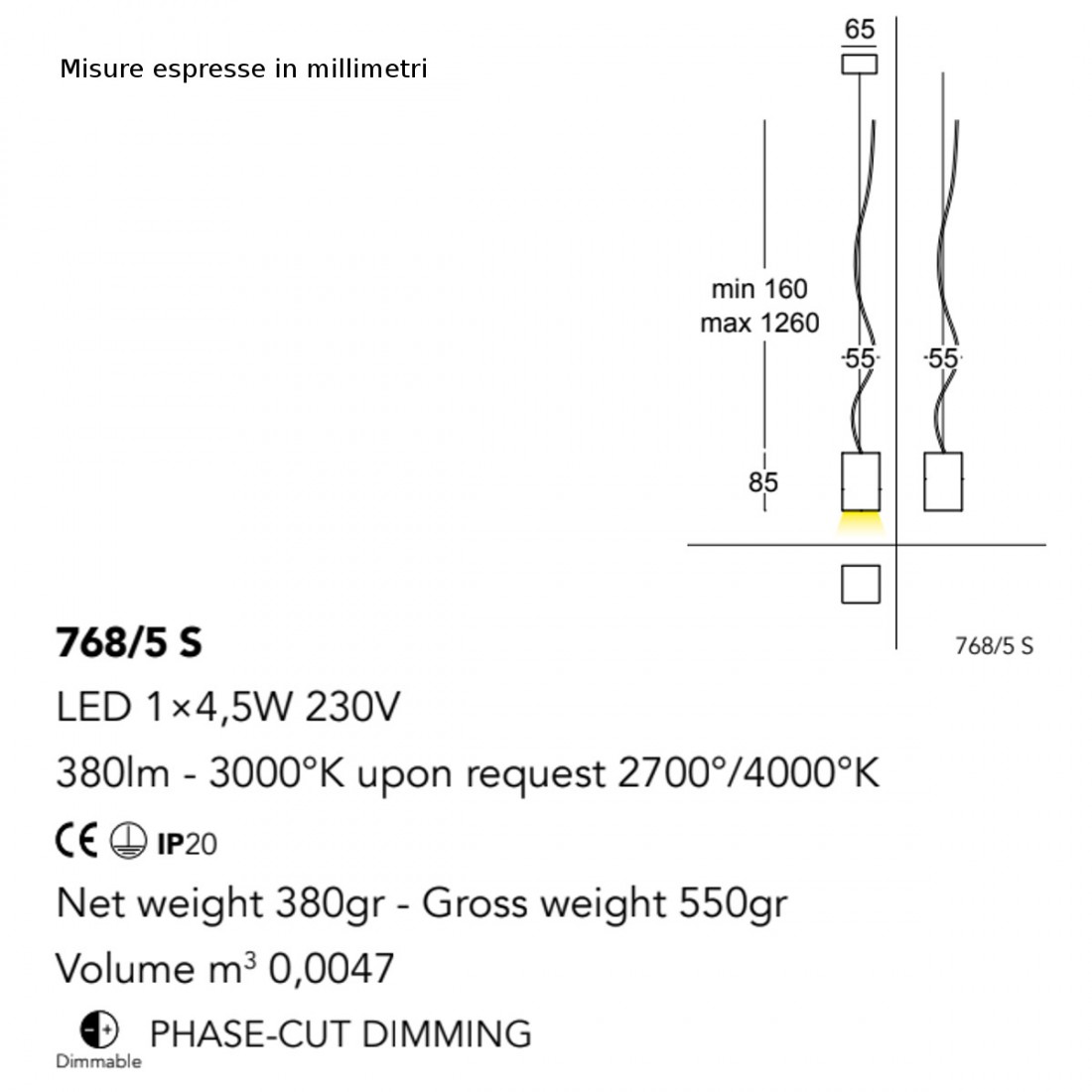 Lustre moderne Cattaneo éclairage CUBICK 768 5S LED