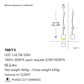 Lampadario CUBICK 768 7S Cattaneo illuminazione