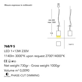 Lustre moderne Cattaneo éclairage CUBICK 768 9S LED