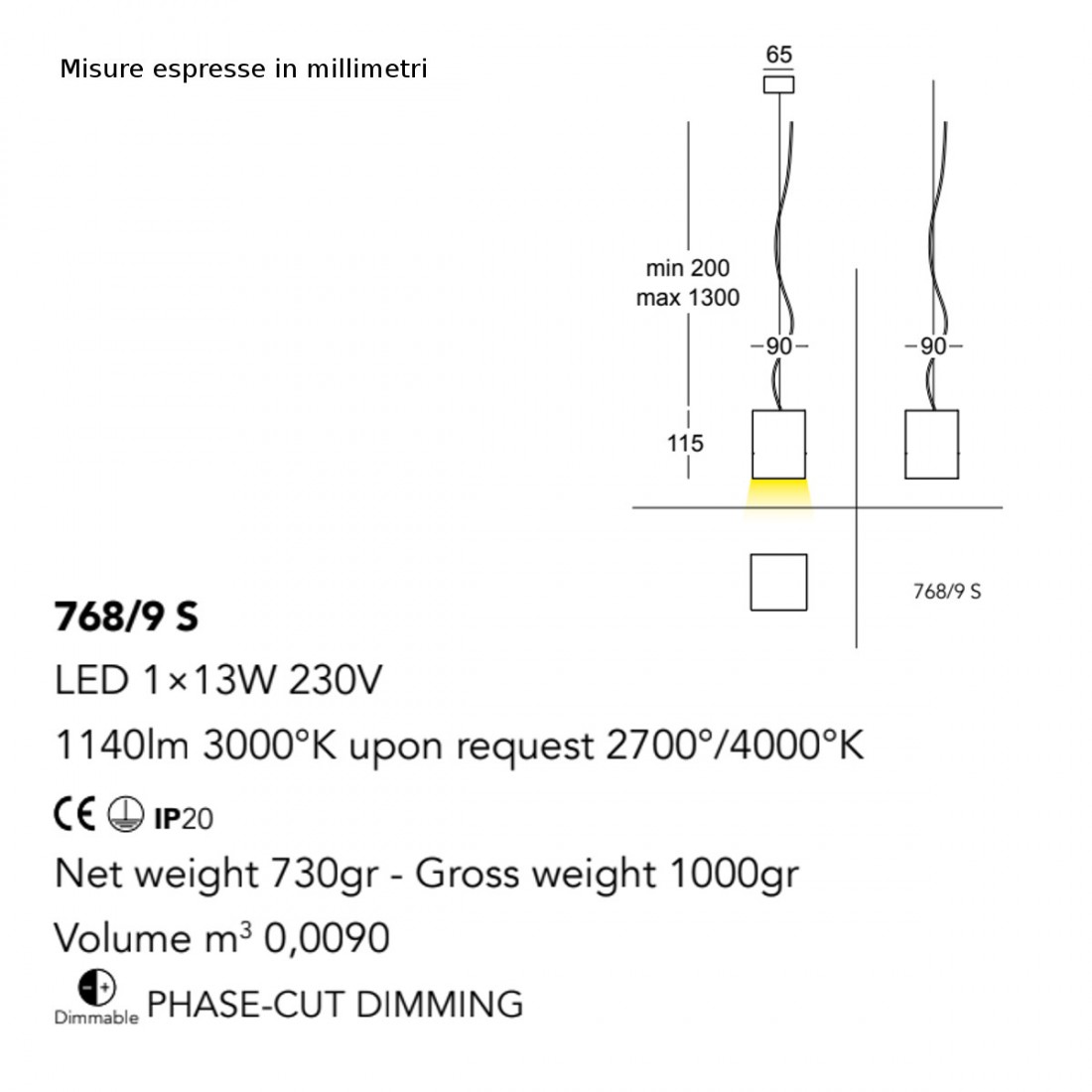 Lampadario CUBICK 768 9S Cattaneo illuminazione