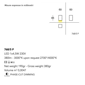 Plafoniera CUBICK 768 5P Cattaneo illuminazione