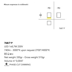 Plafonnier moderne Cattaneo éclairage CUBICK 768 7P LED