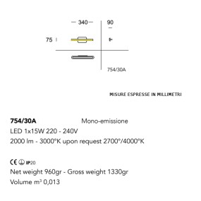 Applique TRATTO 754 30A 3 Cattaneo illuminazione