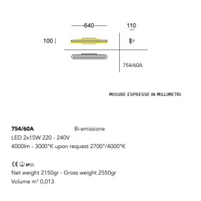 Aplique led moderno TRATTO 754 60A Cattaneo iluminación