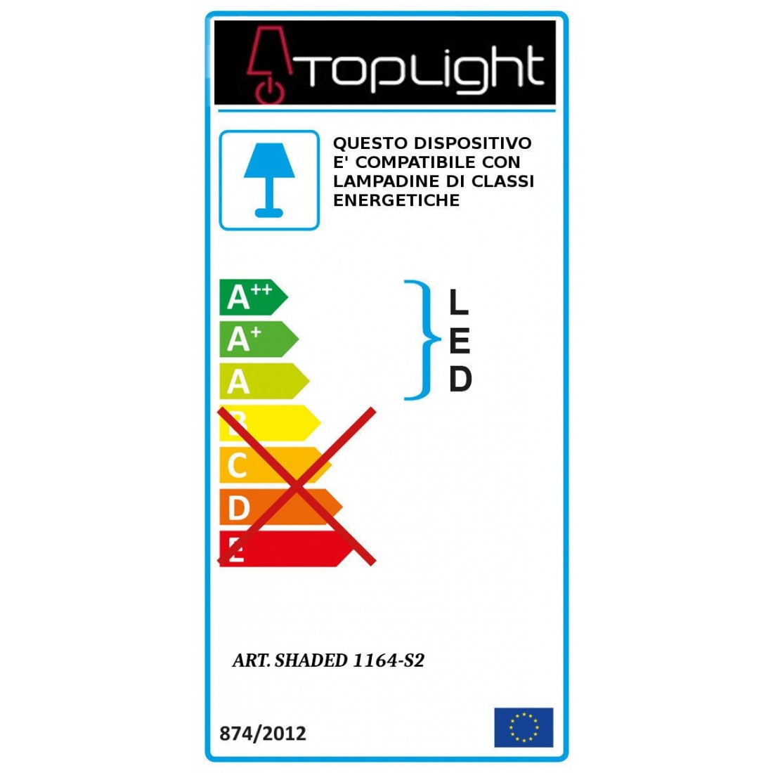 Doble suspensión Top Light SHADED 1164cr S2 E27 LED cristal pirex coloreado
