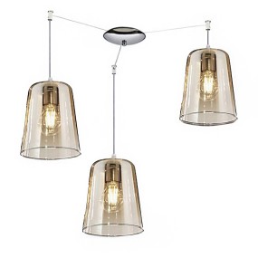 Suspension triple Top Light SHADED 1164 S3 E27 LED verre Pyrex coloré