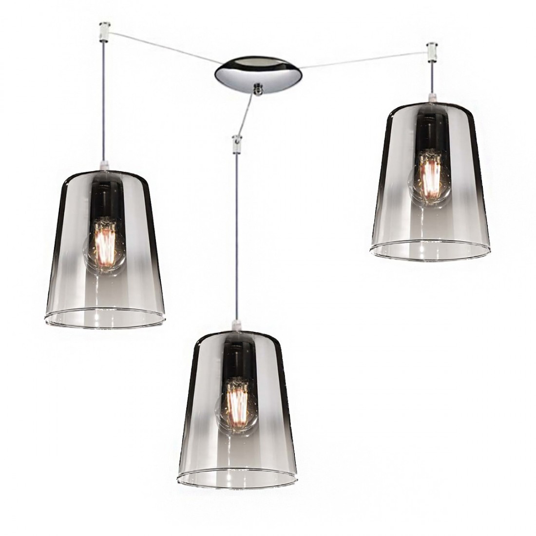 Suspension triple Top Light SHADED 1164 S3 E27 LED verre Pyrex coloré