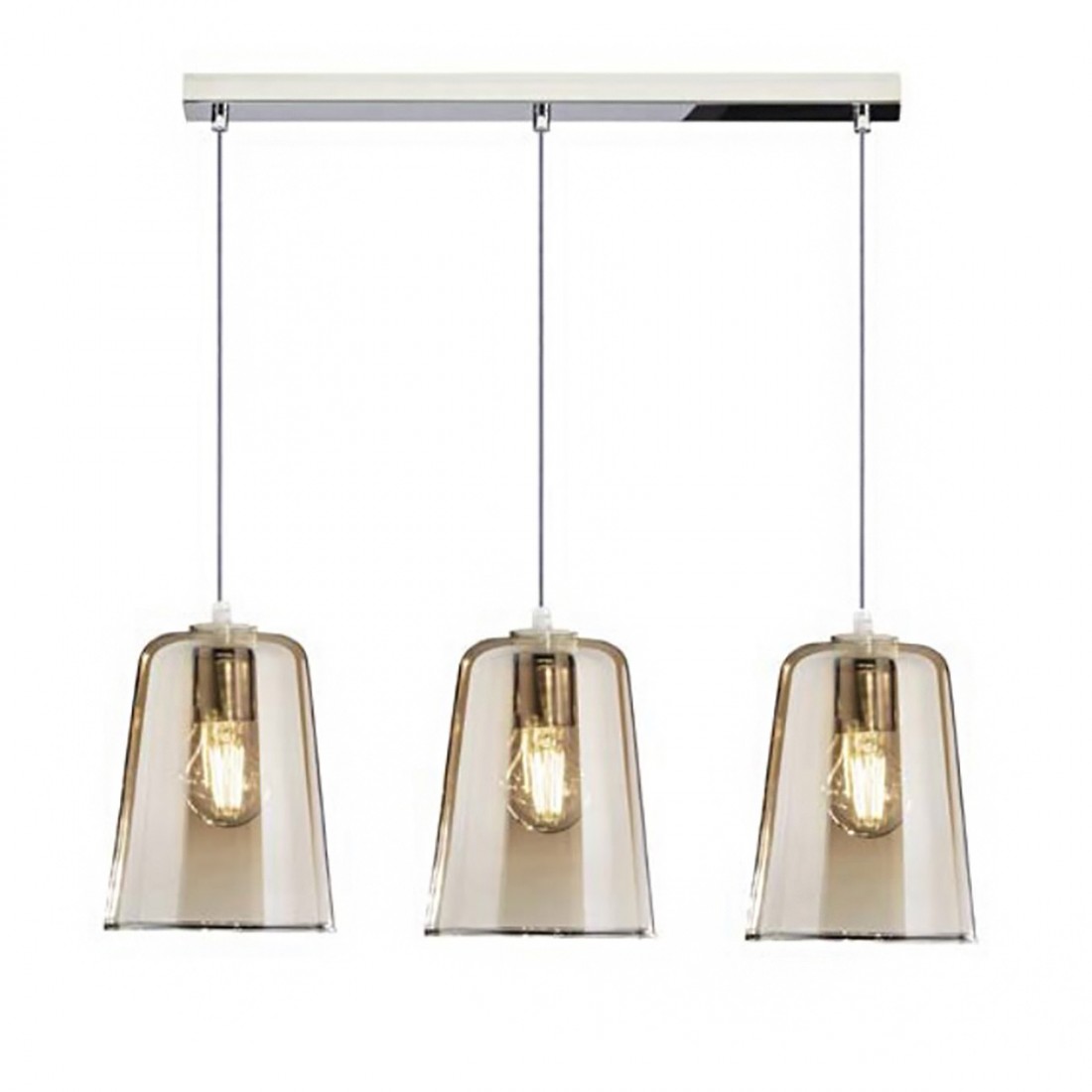 Suspension triple Top Light SHADED 1164 S3 R E27 LED verre Pyrex coloré