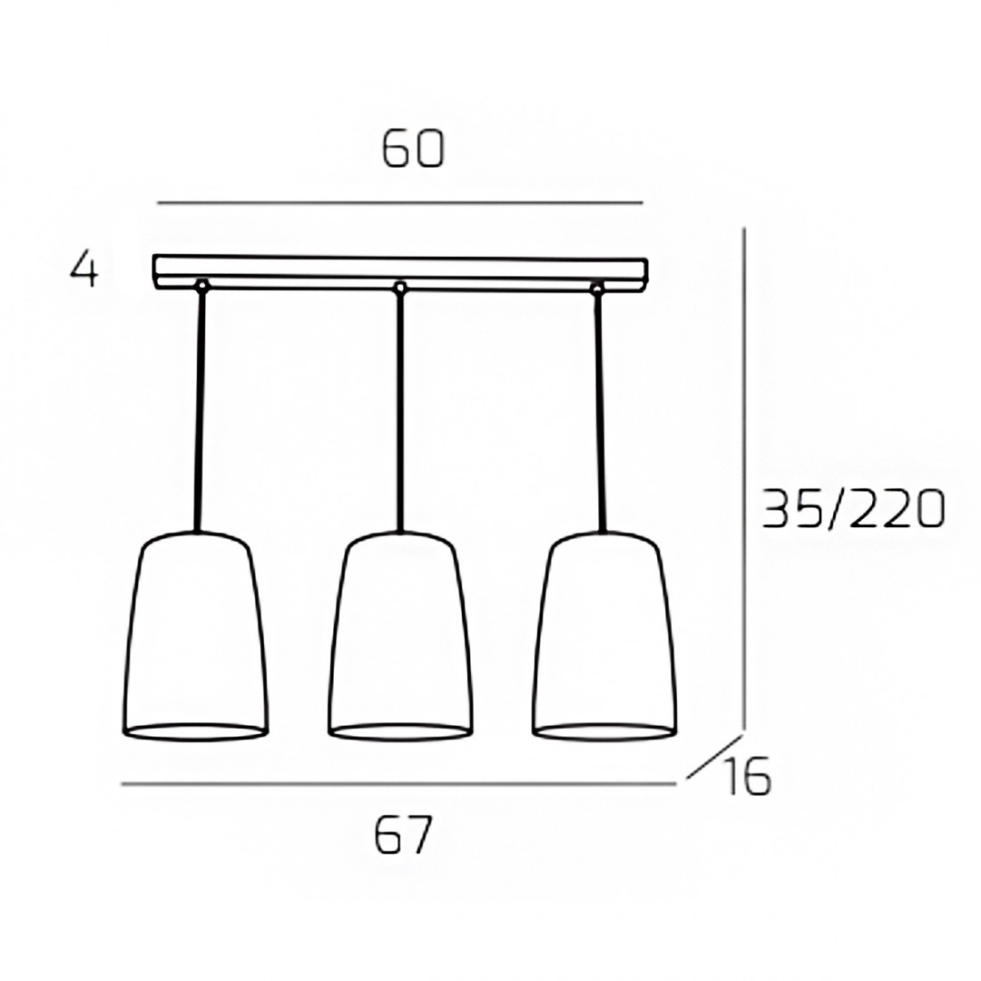 Sospensione tripla Top Light SHADED 1164 S3 R