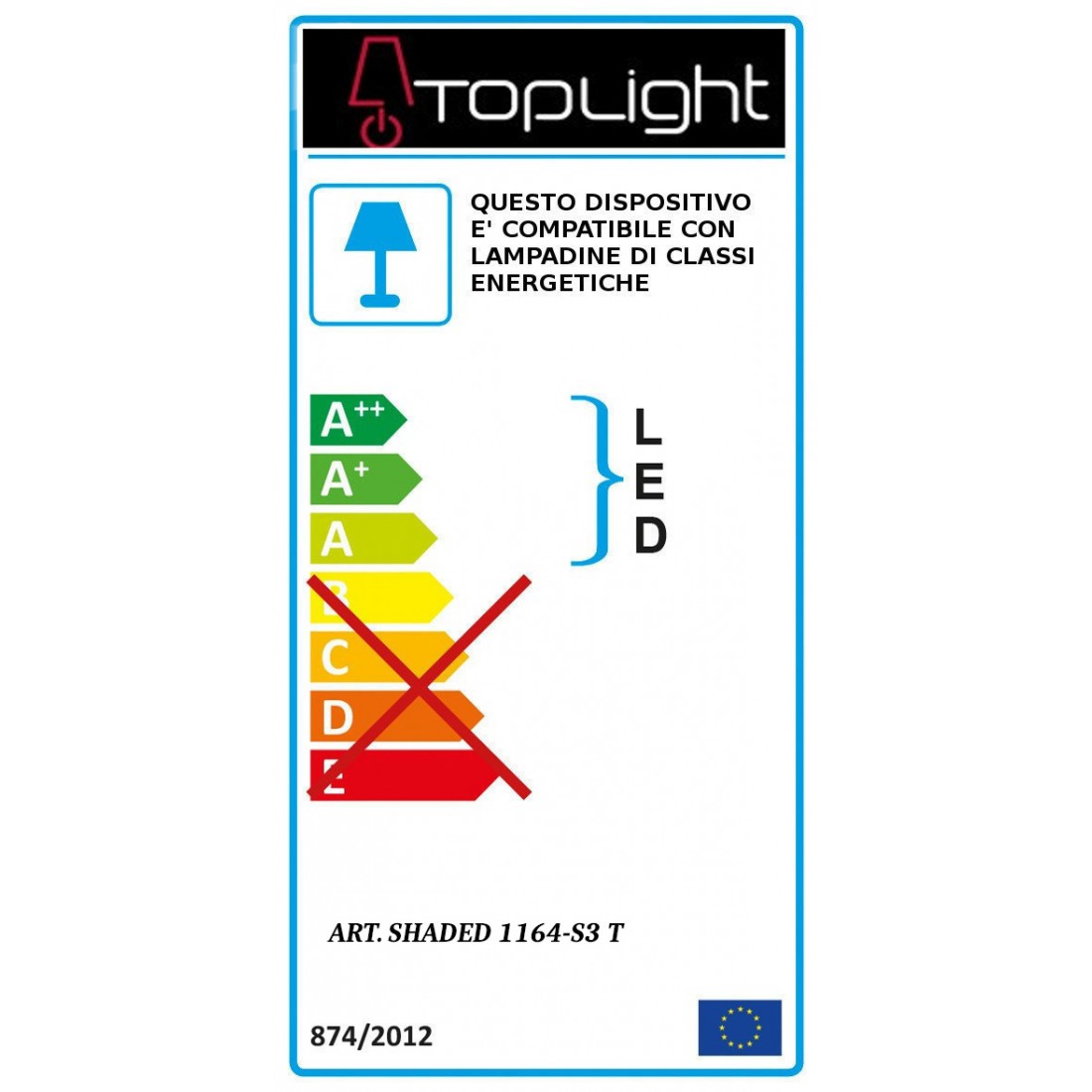 Top Light Suspensión SHADED 1164 S3 T E27 LED cristal coloreado