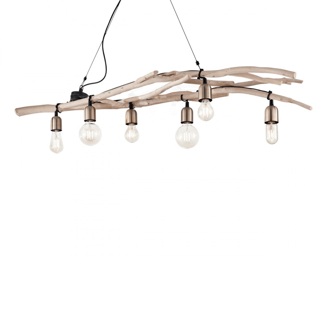 Suspension 6 lampes en bois flotté Ideal lux Driftwood Beige Bois 180922 –  Suspensions bureau chez Luminaires Online