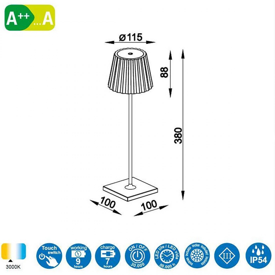 Abat-jour moderna Perenz MAGNET 6910 B USB LED, batteria ricaricabile