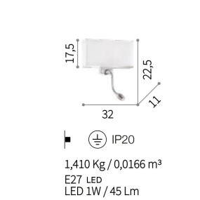 Applique HOTEL AP2 E27 LED Ideal Lux