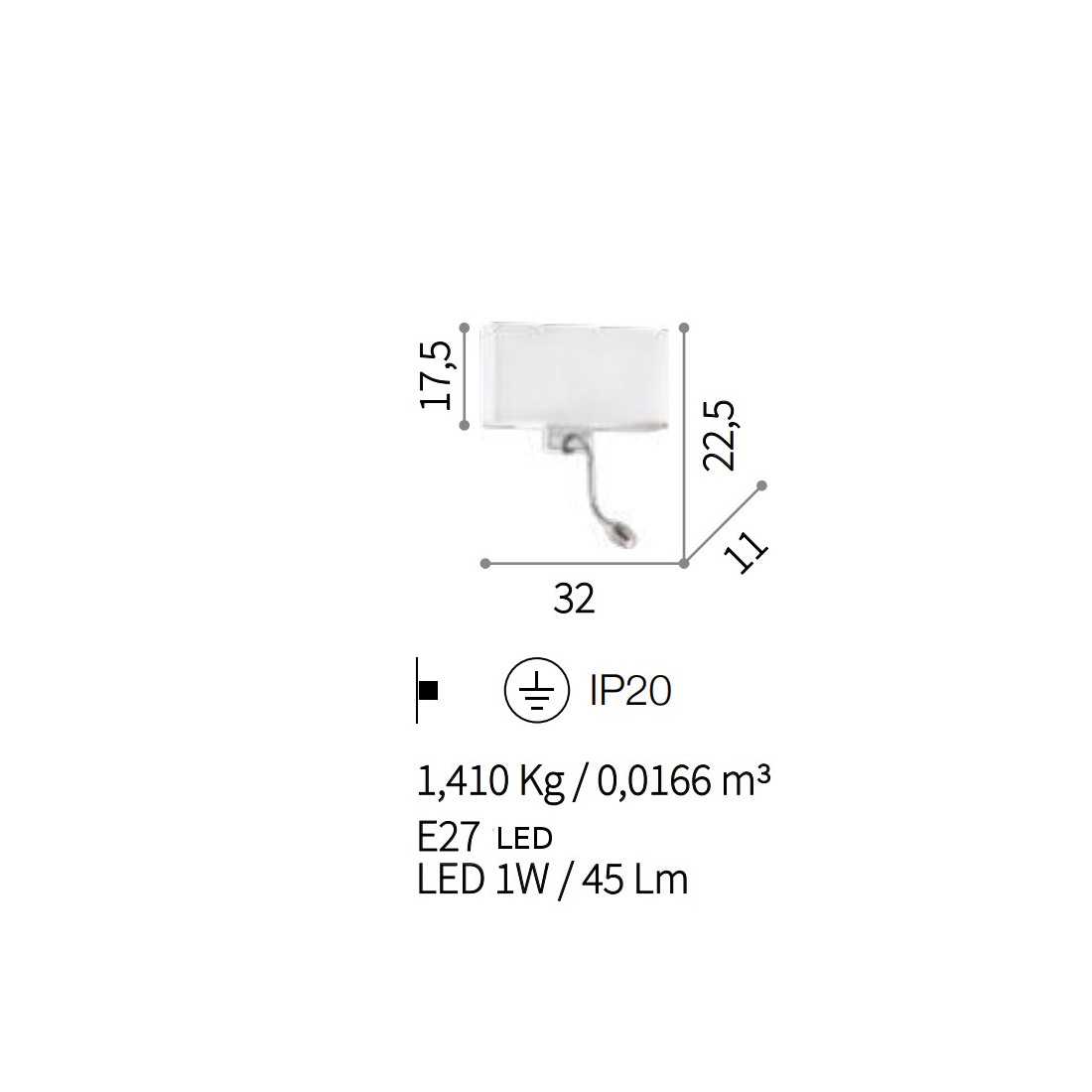 Applique HOTEL AP2 E27 LED Ideal Lux