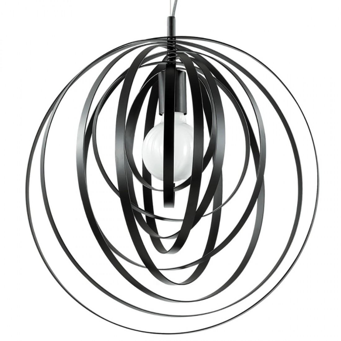 Kronleuchter aus weißem oder mattschwarzem Metall mit rotierenden Kreisen. LED.
