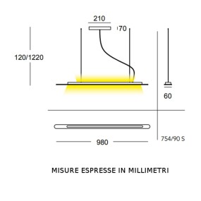 Sospensione TRATTO 754 90S Cattaneo illuminazione