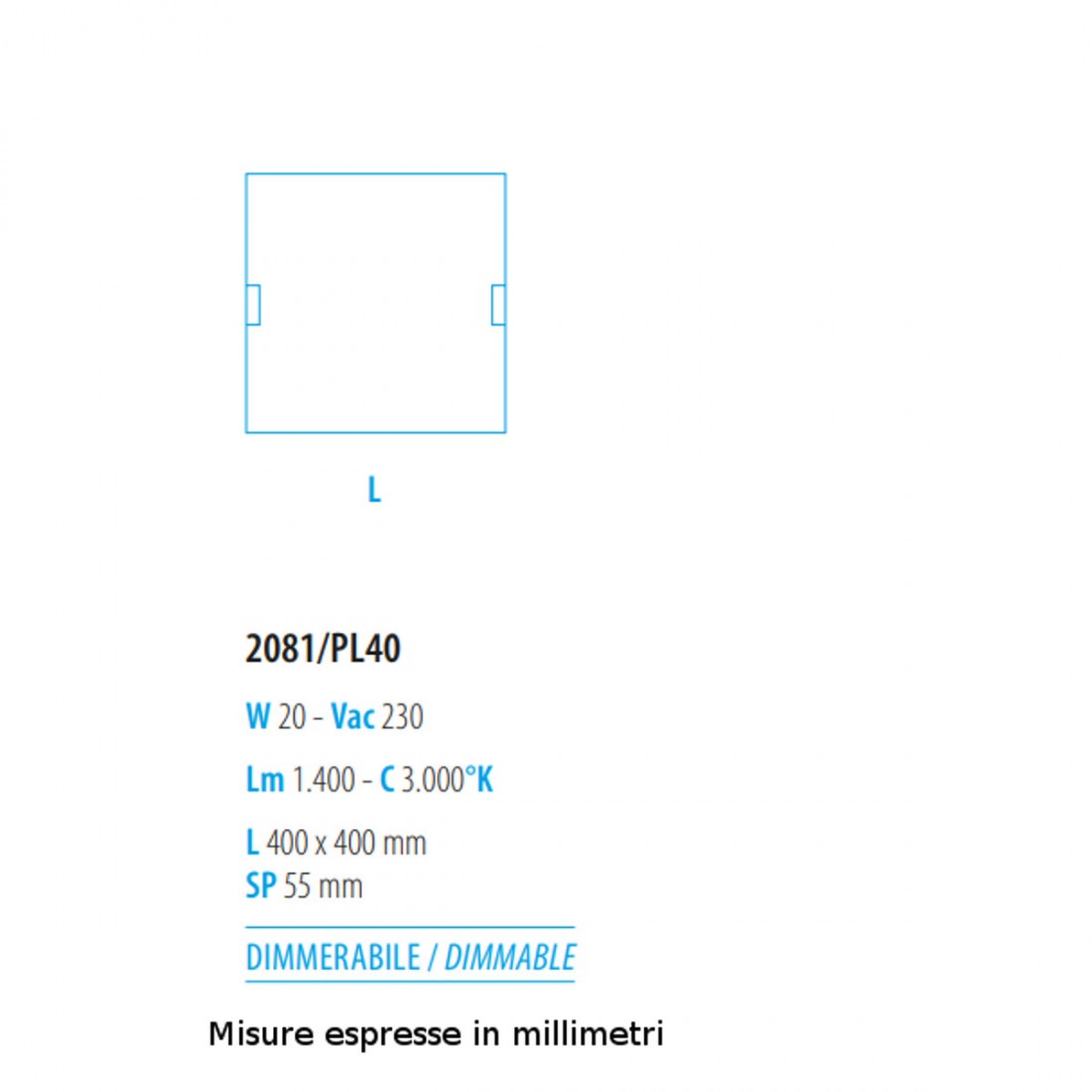 Plafoniera GLASS LED 2081 PL40 Fratelli Braga illuminazione