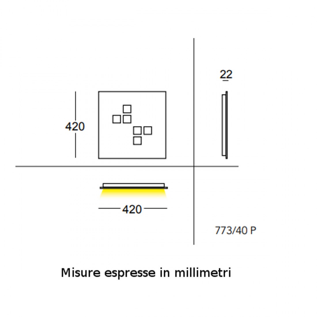 Plafonnier moderne Cattaneo éclairage PLATEAU 773 40P LED