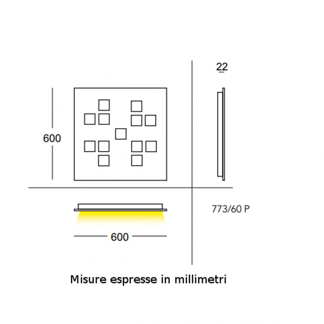 Plafonnier moderne Cattaneo éclairage PLATEAU 773 60P LED