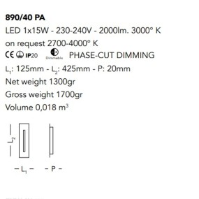 Plafón moderno Cattaneo CENTRELINE 890 40PA LED, regulable