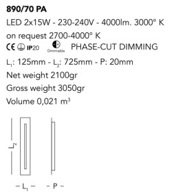 Plafonnier moderne Cattaneo CENTRELINE 890 70PA LED, dimmable