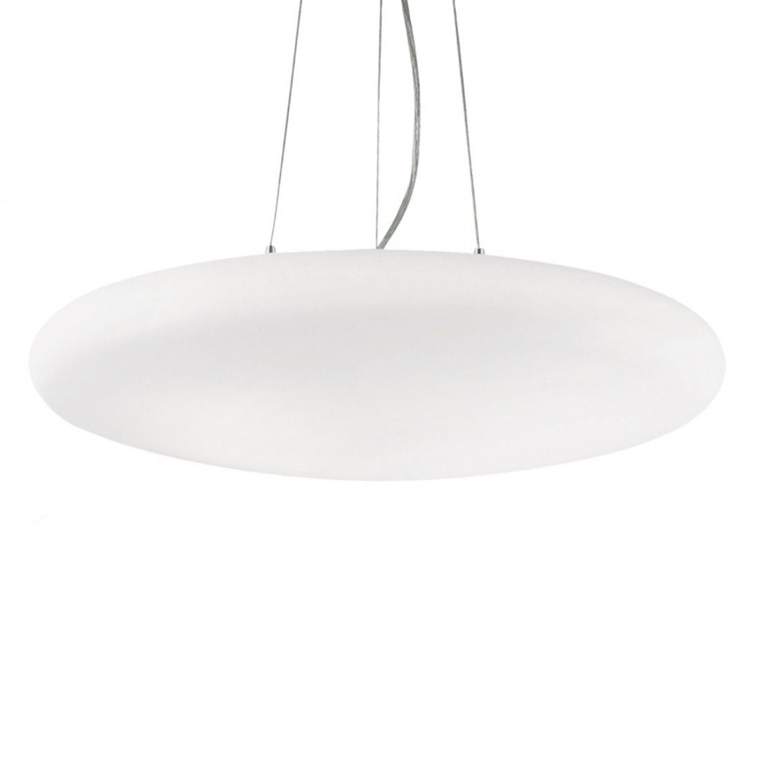 Suspension 5 lumières D60cm verre blanc lait concassé E27 max. 60W.